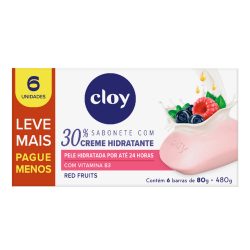 Kit Sabonete Em Barra Cloy Beauty Bar Red Fruits 6 Unidades 80g Cada