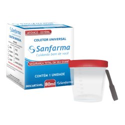 Pote Coletor Universal Esteril Para Exame Sanfarma 80ml
