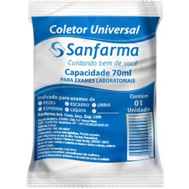 POTE COLETOR UNIVERSAL PARA EXAME SANFARMA 70ML SEM CAIXA