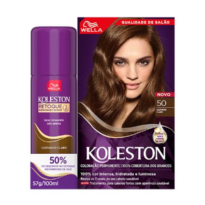KIT KOLESTON 50 CASTANHO CLARO + RETOQUE INSTANTÂNEO