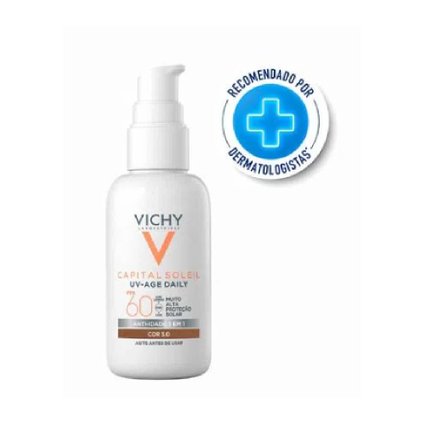 PROTETOR SOLAR VICHY CAPITAL SOLEIL UV AGE DAILY COR 5.0 FPS60 40G