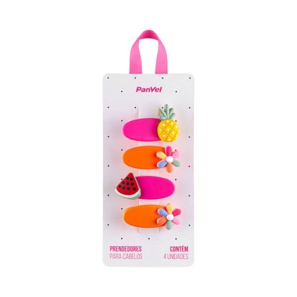 PASSADOR PARA CABELO ROSA E LARANJA FRUTAS COLEÇÃO INFANTIL PANVEL ACESSÓRIOS