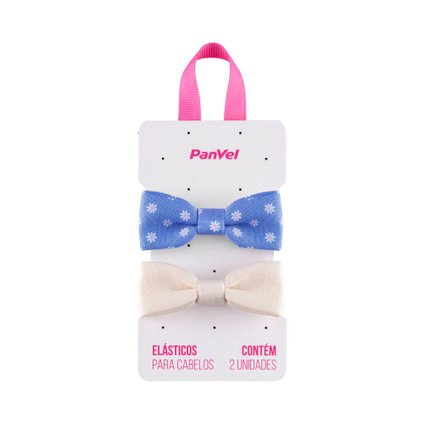 ELÁSTICO PARA CABELO LAÇO MANTEIGA E AZUL COLEÇÃO INFANTIL PANVEL ACESSÓRIOS