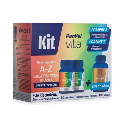 KIT PANVEL VITA AZ 60 CÁPSULAS + 60 CÁPSULAS + ÔMEGA 3 120 CÁPSULAS