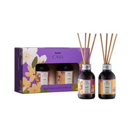 KIT PANVEL CASA COM 2 DIFUSORES DE AROMAS VERBENA E JASMIM 100ML CADA