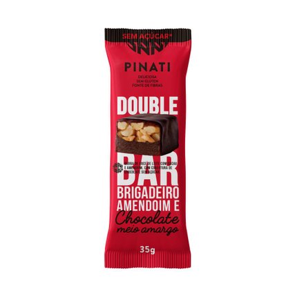 BARRA PINATI DOUBLE BAR BRIGADEIRO AMENDOIM E CHOCOLATE MEIO AMARGO 35G