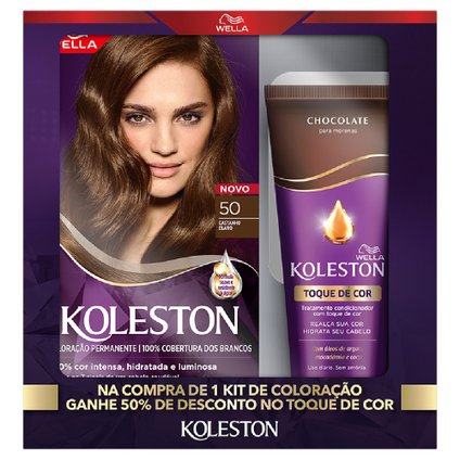 TINTURA KOLESTON 50 CASTANHO CLARO + TOQUE DE COR 50% DE DESCONTO