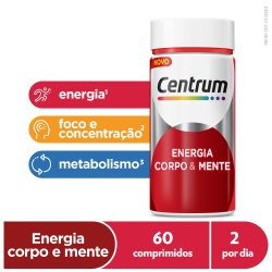 Centrum Multivitamínico Energia Corpo Mente Com Cafeína 60 Cápsulas