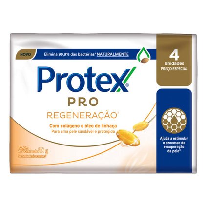 KIT SABONETE EM BARRA PROTEX PRO REGENERAÇÃO 4 UNIDADES - 80G CADA