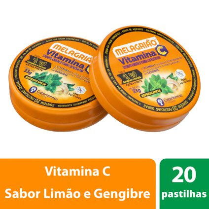 PASTILHA MELAGRIÃO VITAMINA C EXTRA FORTE HORTELÃ E GENGIBRE 20 PASTILHAS