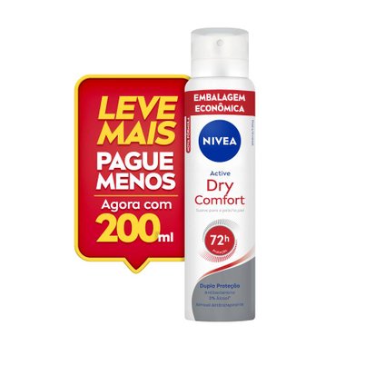 DESODORANTE AEROSOL NIVEA ACTIVE DRY COMFORT FEMININO PROMOCIONAL 200ML