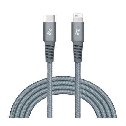 CABO LIGHTNING + USB-C I2GO MFI CINZA 2M