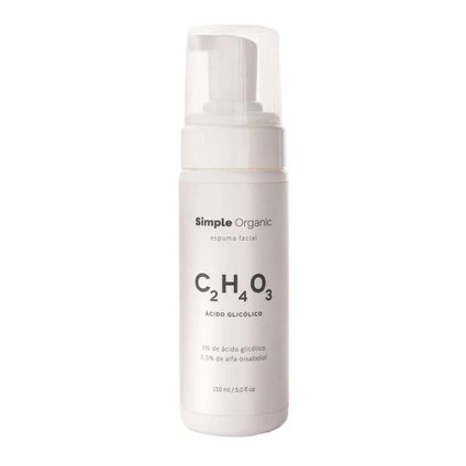 ESPUMA LIMPEZA FACIAL SIMPLE ORGANIC ÁCIDO GLICÓLICO C2H403 150ML