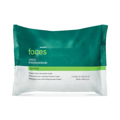 LENÇOS DE LIMPEZA FACIAL PANVEL FACES TEA TREE 25 UNIDADES