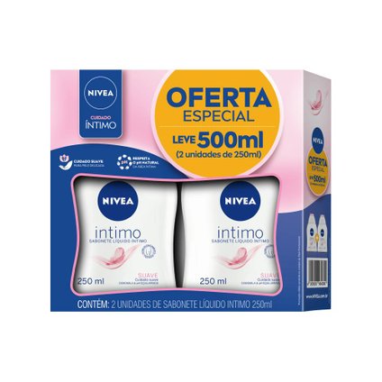 SABONETE LIQUIDO INTIMO NIVEA SUAVE 250ML COM 2 UNIDADES