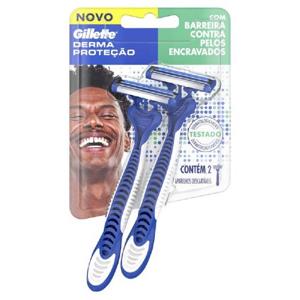 APARELHO BARBEAR DESCARTÁVEL GILLETTE PRESTOBARBA 3 DERMA PROTECÃO COM DUAS UNIDADES