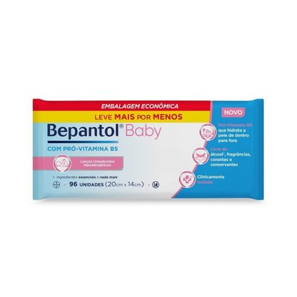 LENÇOS UMEDECIDOS BEPANTOL BABY LEVE 96 PAGUE 80 UNIDADES