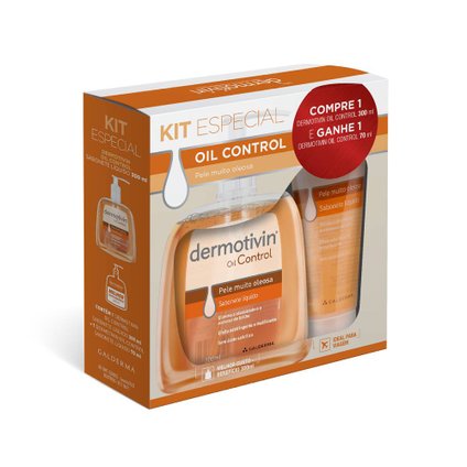 KIT SABONETE LIQUIDO DERMOTIVIN OIL CONTROL 300ML GANHE DERMOTIVIN OIL CONTROL 70ML