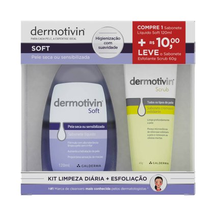 KIT SABONETE LÍQUIDO DERMOTIVIN SOFT 120ML + ESFOLIANTE SCRUB 60G