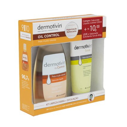 KIT  SABONETE LÍQUIDO DERMOTIVIN OIL CONTROL 120ML + ESFOLIANTE SCRUB 60G