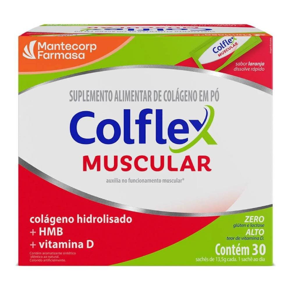 Colflex Muscular Colágeno Hidrolisado + Hmb + Vitamina D 30 Sachês