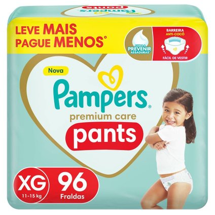 FRALDA PAMPERS PREMIUM CARE PANTS TAMANHO XG 96 UNIDADES