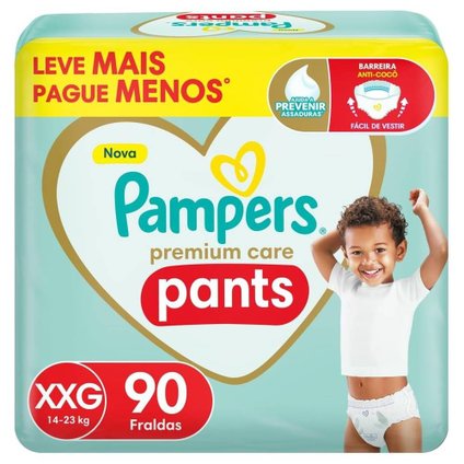 FRALDA PAMPERS PREMIUM CARE PANTS XXG 90 UNIDADES