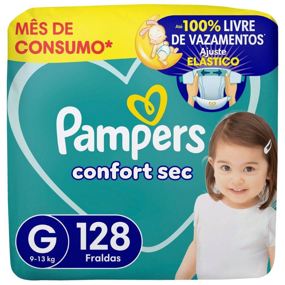 Fralda Pampers Confort Sec Jumbo G 128 Unidades