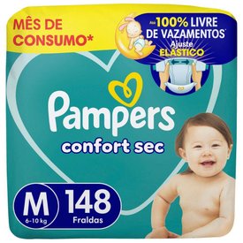 FRALDA PAMPERS CONFORT SEC JUMBO M 148 UNIDADES