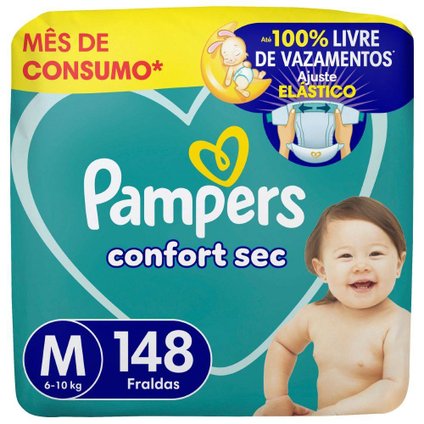 FRALDA PAMPERS CONFORT SEC JUMBO M 148 UNIDADES