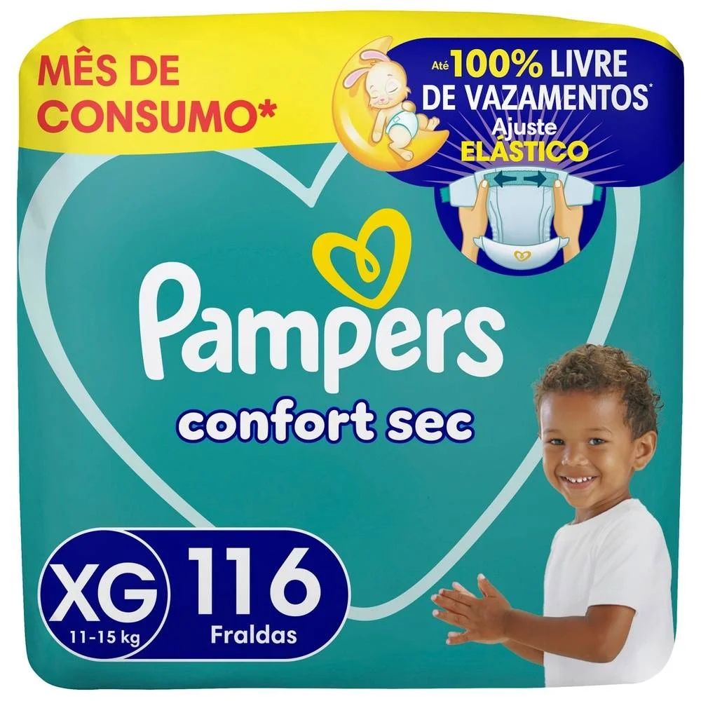 Fralda Pampers Confort Sec Jumbo Xg 116 Unidades