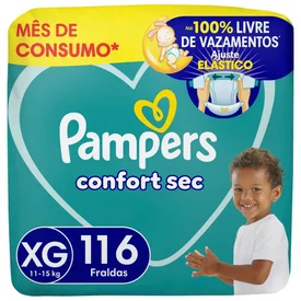 FRALDA PAMPERS CONFORT SEC JUMBO XG 116 UNIDADES