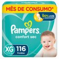 Kit Chá De Fralda Pampers Confort Sec Jumbo Xg 116 Unidades + Lenços Umedecidos Aloe Vera Leve 4 Pague 3 Com 48 Unidades