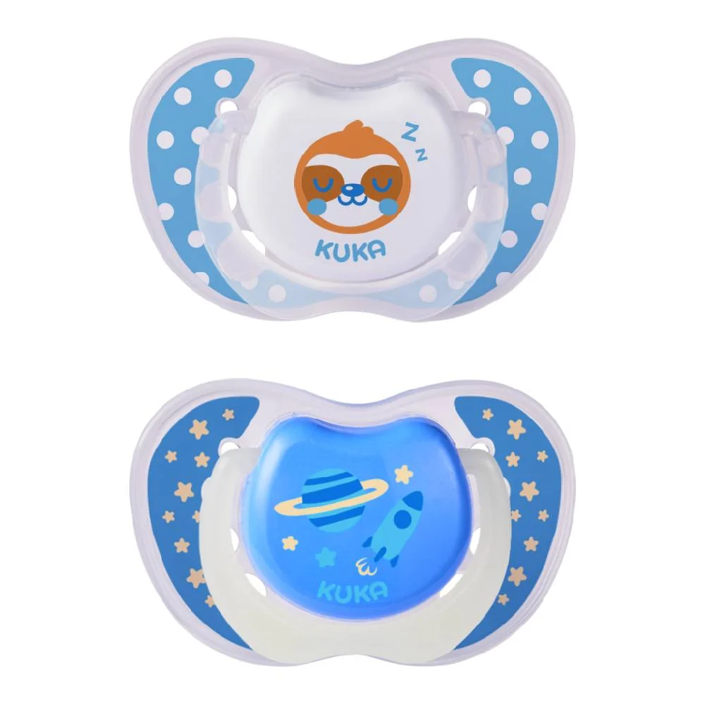 Chupeta Kuka Lumina Azul 6 Meses + Com 2 Unidades