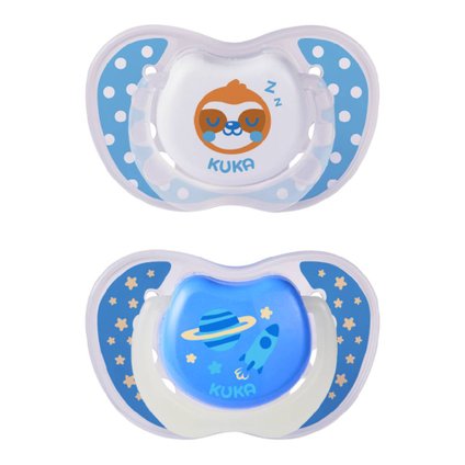 CHUPETA KUKA LUMINA AZUL 6 MESES + COM 2 UNIDADES