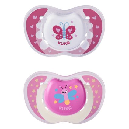 CHUPETA KUKA LUMINA ROSA 6 MESES + COM 2 UNIDADES