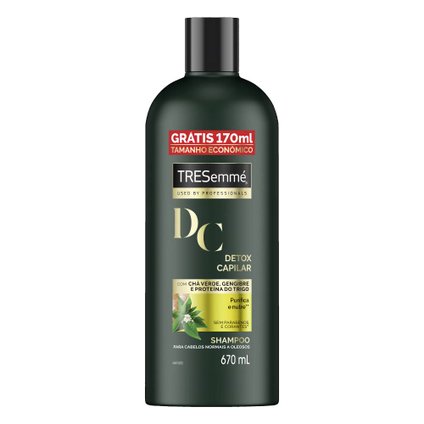 SHAMPOO TRESEMMÉ DETOX CAPILAR CABELOS PURIFICADOS E NUTRIDOS 670ML GRÁTIS 170ML