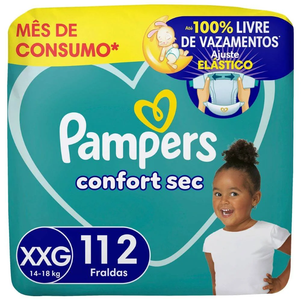 Fralda Pampers Confort Sec Jumbo Xxg 112 Unidades