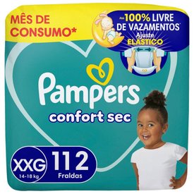 FRALDA PAMPERS CONFORT SEC JUMBO XXG 112 UNIDADES