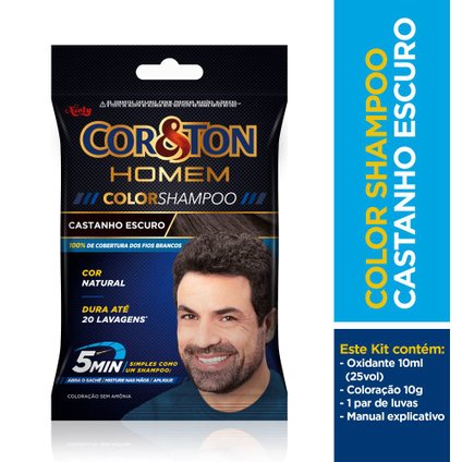 COLOR SHAMPOO COR E TON HOMEM CASTANHO ESCURO 3.0