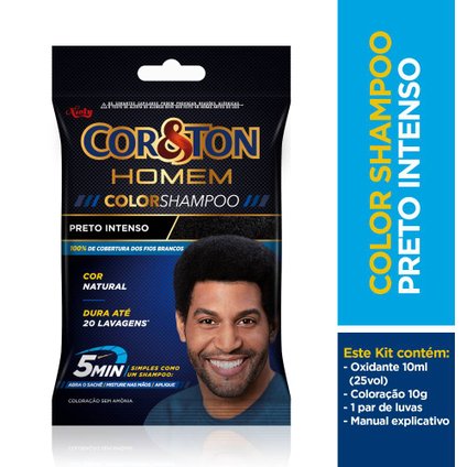 COLOR SHAMPOO COR E TON HOMEM PRETO INTENSO 1.0