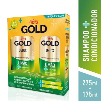 KIT NIELY GOLD DETOX LIMÃO + CHÁ VERDE SHAMPOO 275ML + CONDICIONADOR 175ML