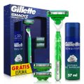 KIT GILLETTE MACH3 SENSITIVE APARELHO DE BARBEAR + 3 CARGAS E ESPUMA DE BARBEAR