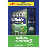 Kit Aparelho De Barbear Gillette Prestobarba3 Sensecare Com 4 Unidades Grátis Espuma 56g