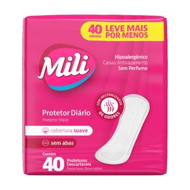 PROTETOR DIARIO MILI SEM PERFUME 40 UNIDADES