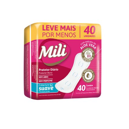 PROTETOR DIARIO MILI SEM PERFUME 40 UNIDADES