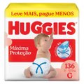 FRALDA HUGGIES MÁXIMA PROTEÇÃO GIGA G COM 136 UNIDADES