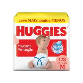 FRALDA HUGGIES MÁXIMA PROTEÇÃO GIGA M COM 172 UNIDADES