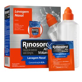 RINOSORO ALTO VOLUME 0,9% LAVAGEM NASAL 30 ENVELOPES + LAVADOR NASAL 250ML