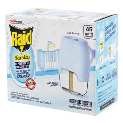 Repelente Elétrico Líquido Raid Family 45 Noites Aparelho 32.9ml